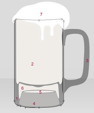 Shiny Cold Beer Glass Illustration with colorfull liquid inside and splashing effect.Create realistic glossy glass with liquid in them, make reflections and shadows